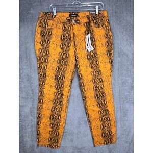 d. jeans Womens Size 16 High Waist Ankle Snake Print Pants Gold Black Modern Fit